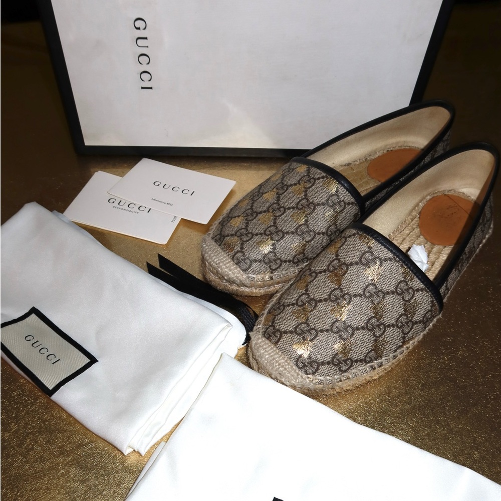 Gucci Bee Supreme Canvas Espradrilles